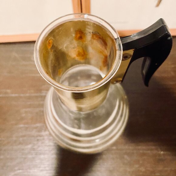 Vintage Fred Press Signed Coffee Decanter Mid Century Modern MCM White/Gold Desi - Picture 5 of 11